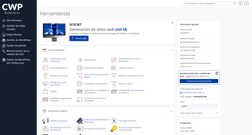 cPanel Dashboard